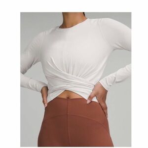 Lululemon time to restore long sleeve shirt top tie knot front or back opal